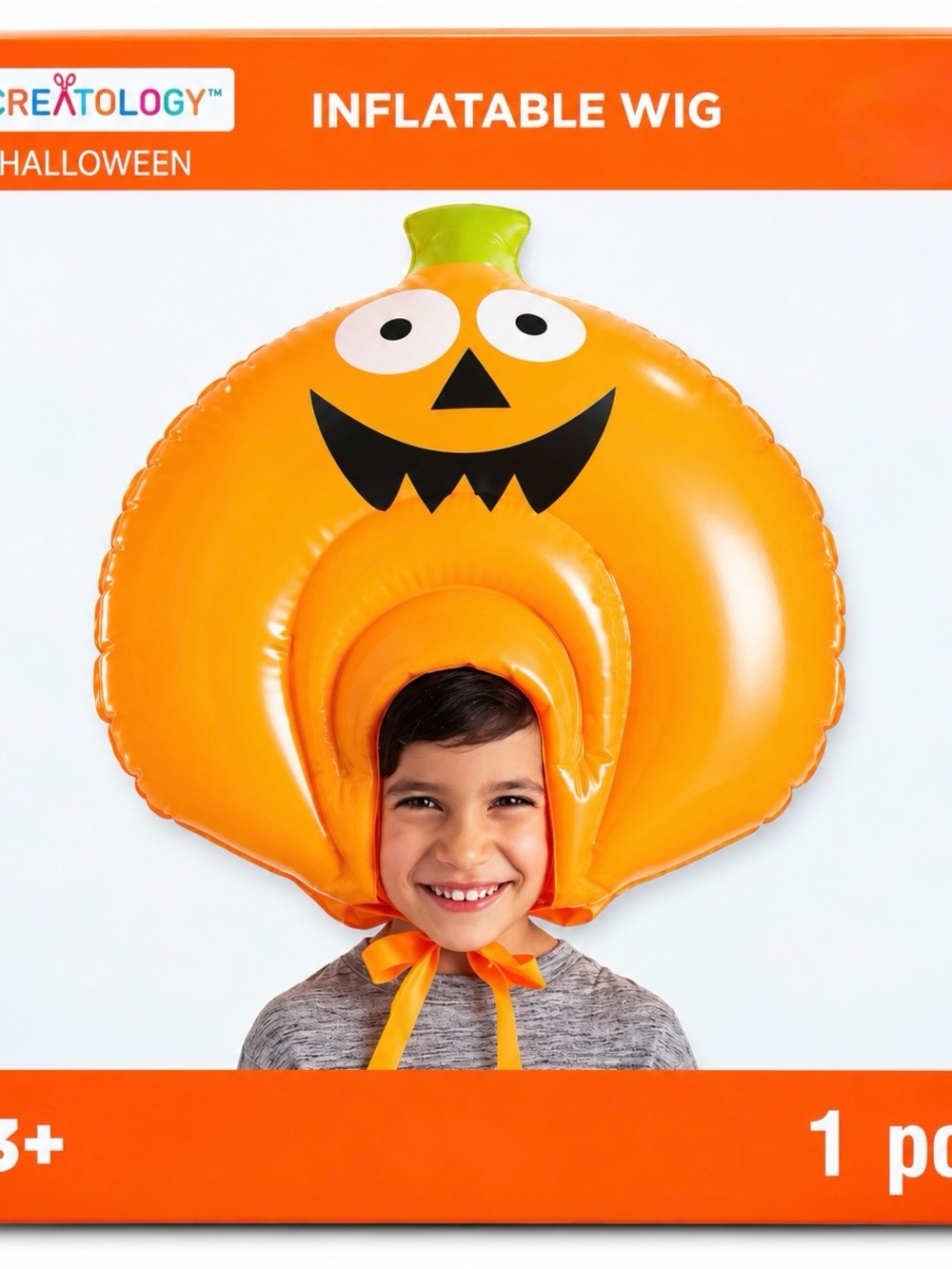 Creatology Halloween Inflatable Pumpkin Wig Kids Costume Accessory Ages 3+ New